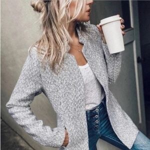 Vici Women's Classic Gray Herringbone Blazer